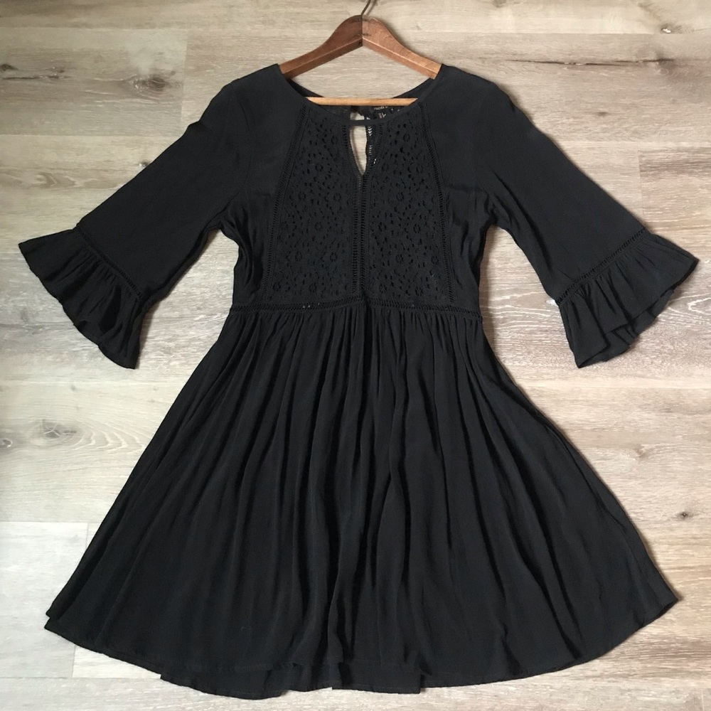 NWT Forever 21 Black Fit n Flare Boho Mini Dress